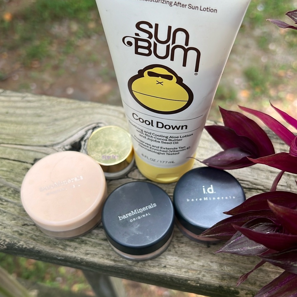 7 products: sun bum, Tarte, bareMinerals